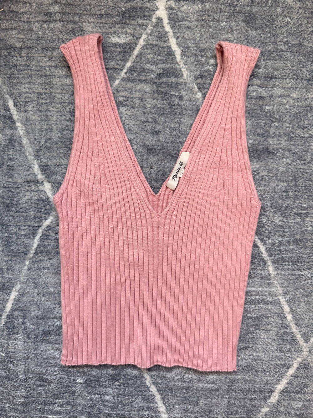 Madewell Ribbed V-Neck Tank in Blush Pink